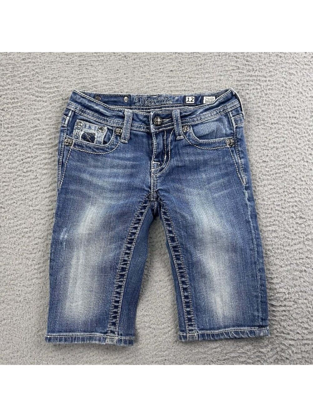 Miss Me Girls Bermuda Shorts Kids Size 12 JK6015M Bejeweled Blue
